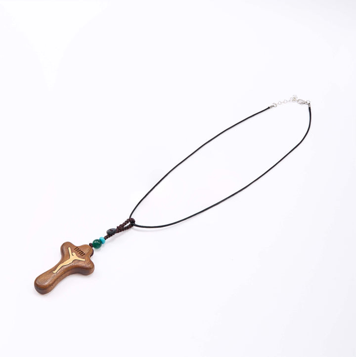 Minimalist Style Sandalwood & Boxwood Jesus Cross Amulet Pendant Keychain/Necklace