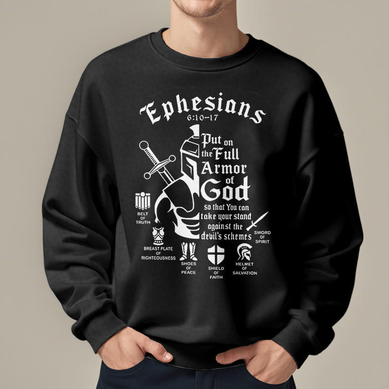 Quotation Style Full Armor of God Fleece Lined Polyester Sweatshirt