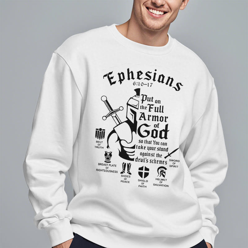 Quotation Style Full Armor of God Fleece Lined Polyester Sweatshirt