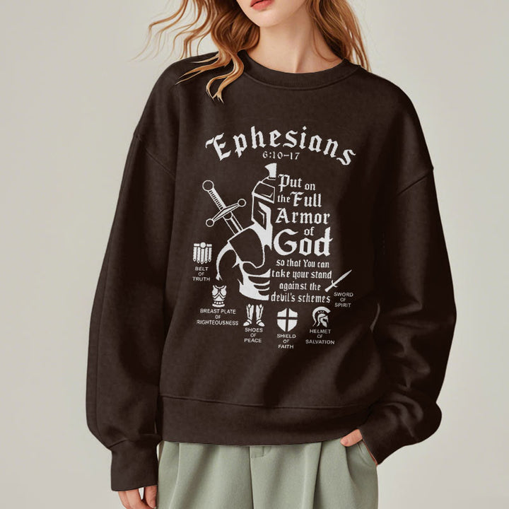 Quotation Style Full Armor of God Fleece Lined Polyester Sweatshirt