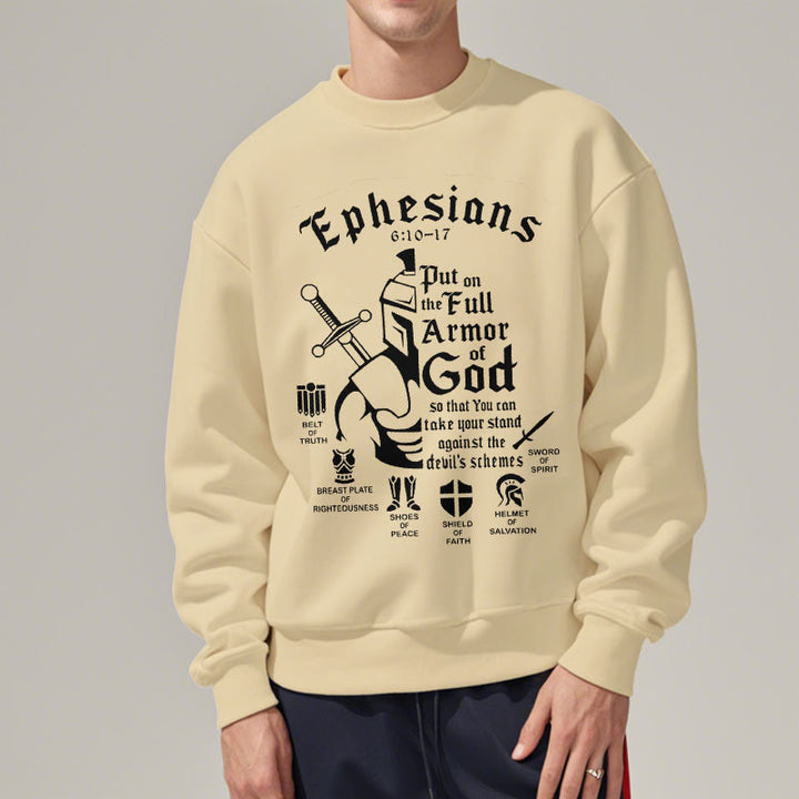 Quotation Style Full Armor of God Fleece Lined Polyester Sweatshirt