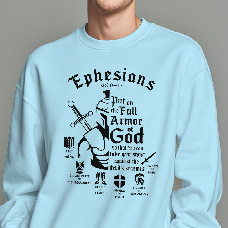 Quotation Style Full Armor of God Fleece Lined Polyester Sweatshirt