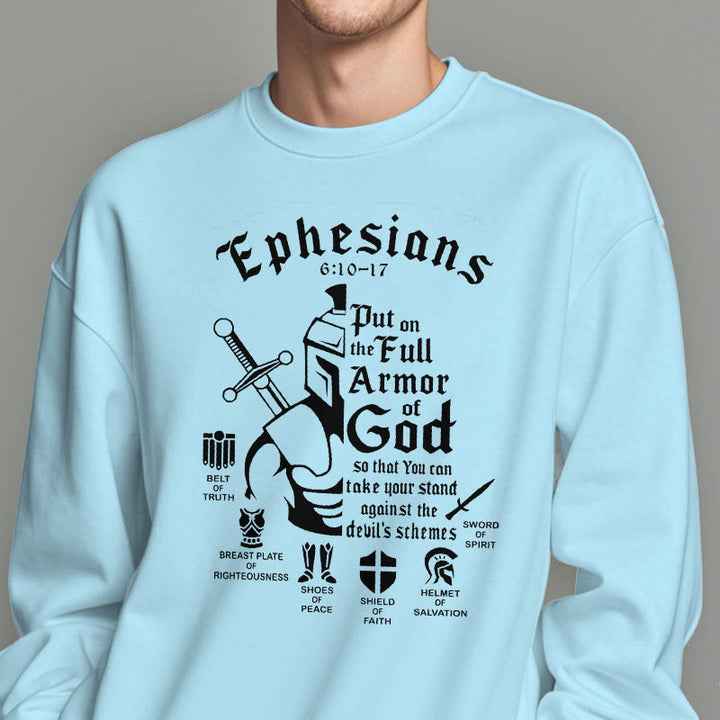 Quotation Style Full Armor of God Fleece Lined Polyester Sweatshirt