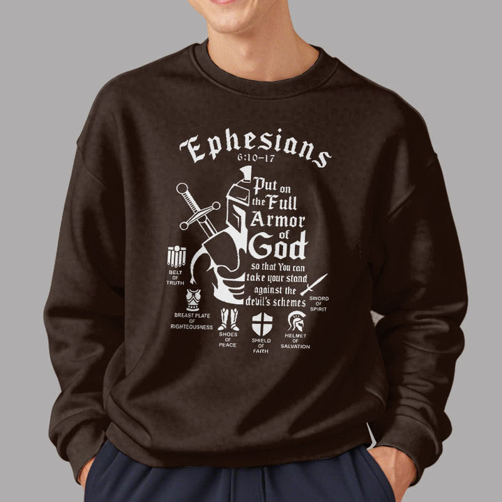Quotation Style Full Armor of God Fleece Lined Polyester Sweatshirt