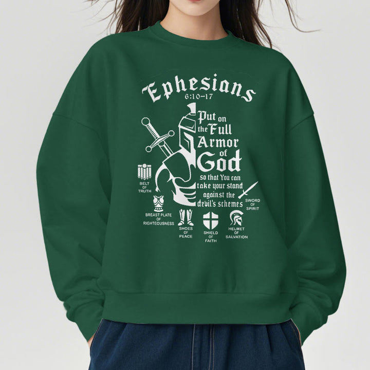 Quotation Style Full Armor of God Fleece Lined Polyester Sweatshirt