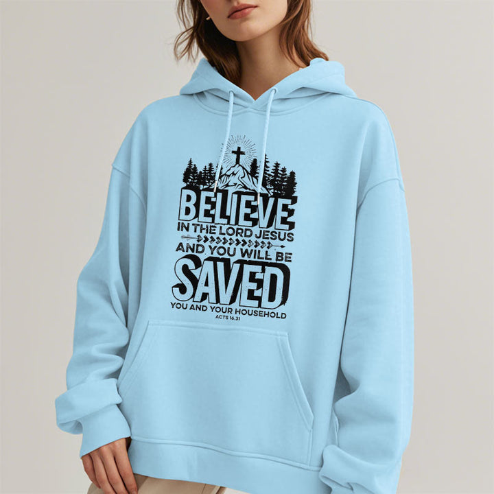 Modern Style Believe In The Jesus Lord Fleece Lined Polyester Hoodie