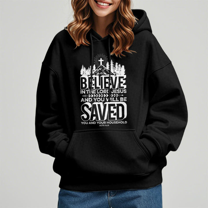 Modern Style Believe In The Jesus Lord Fleece Lined Polyester Hoodie