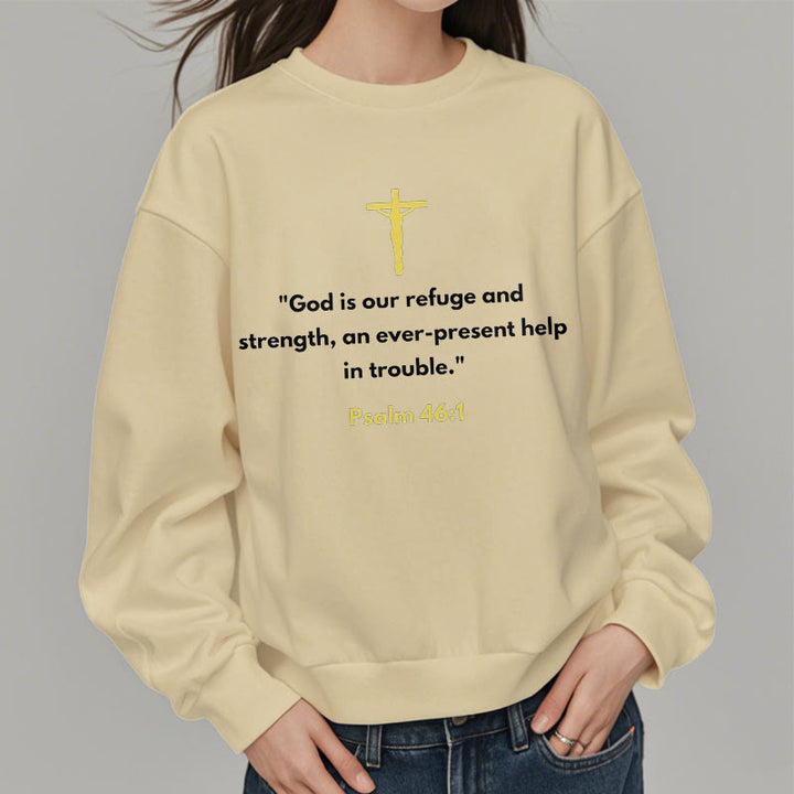 Classic Style God Is Our Refuge And Strength Fleece Lined Polyester Sweatshirt