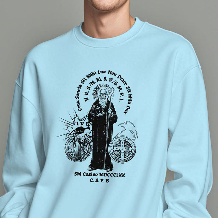 Classic Style St. Benedict Figure Fleece Lined Polyester Sweatshirt