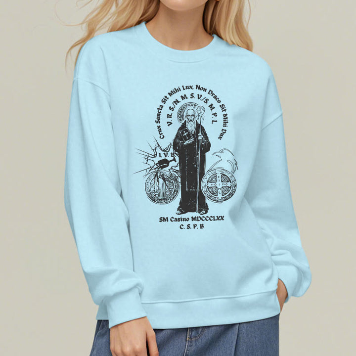Classic Style St. Benedict Figure Fleece Lined Polyester Sweatshirt