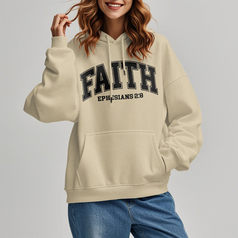 Modern Style Faith Ephesians 2 : 8 Fleece Lined Polyester Hoodie