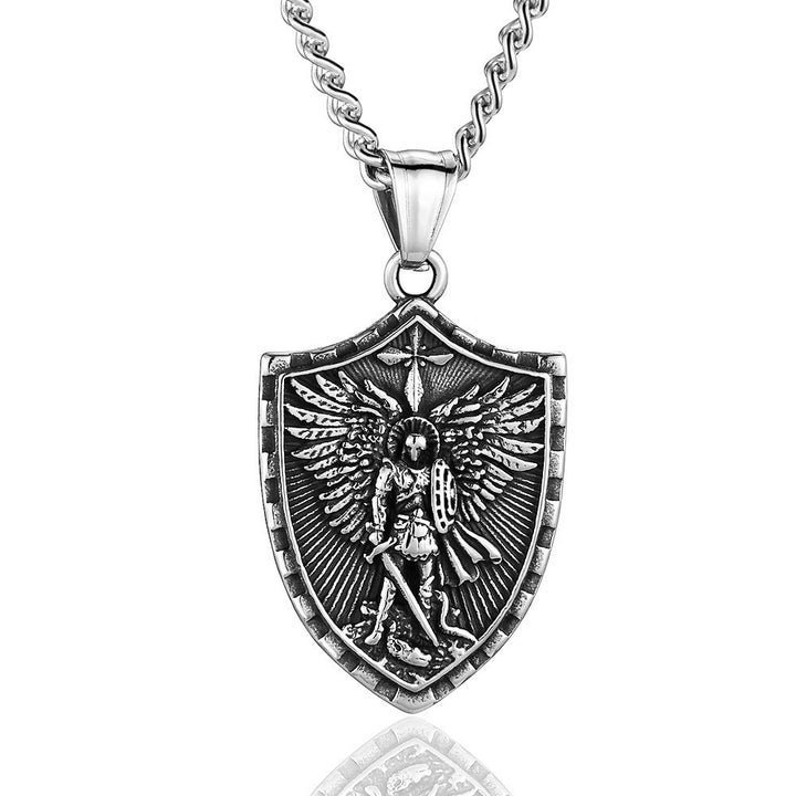 Modern Style Michael The Archangel Shield Devine Guardian Pendant Necklace