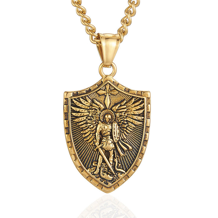 Modern Style Michael The Archangel Shield Devine Guardian Pendant Necklace