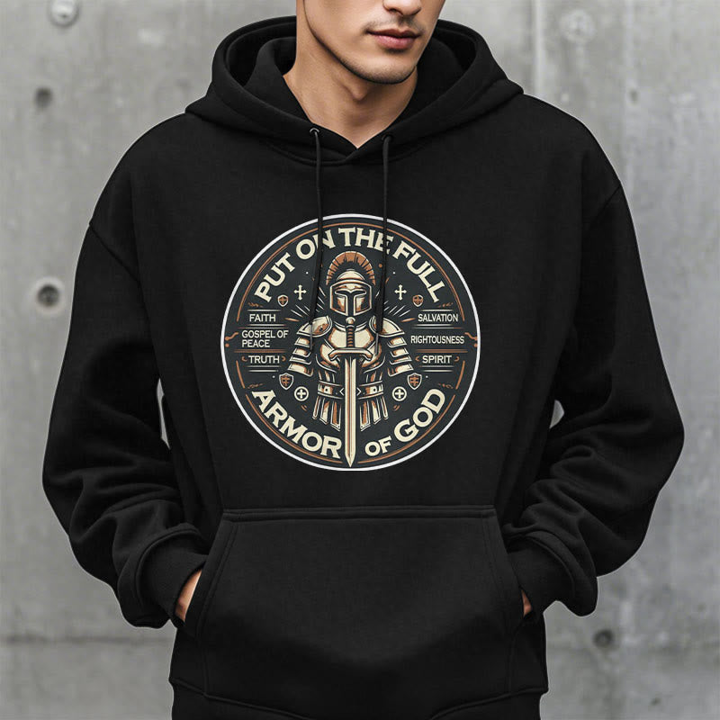 Modern Style Put On The Full Armor of God Fleece Lined Polyester Hoodie