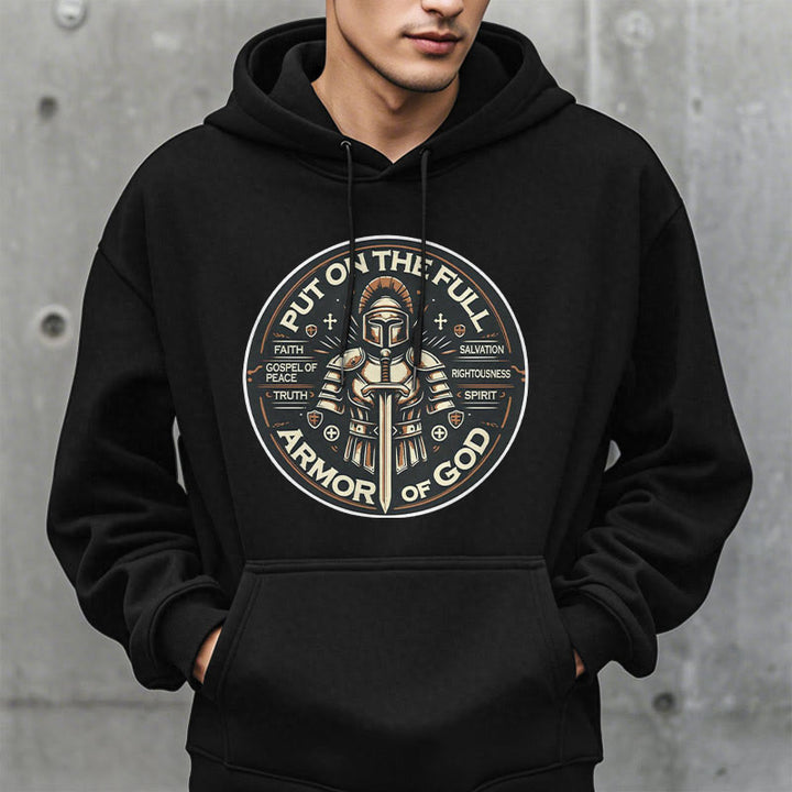 Modern Style Put On The Full Armor of God Fleece Lined Polyester Hoodie