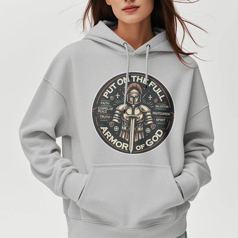 Modern Style Put On The Full Armor of God Fleece Lined Polyester Hoodie