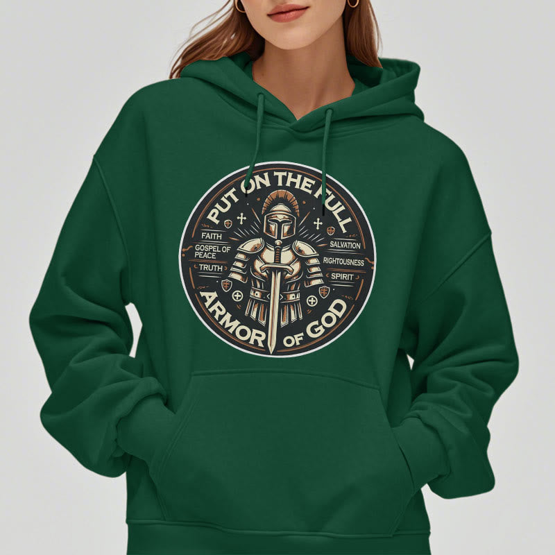 Modern Style Put On The Full Armor of God Fleece Lined Polyester Hoodie