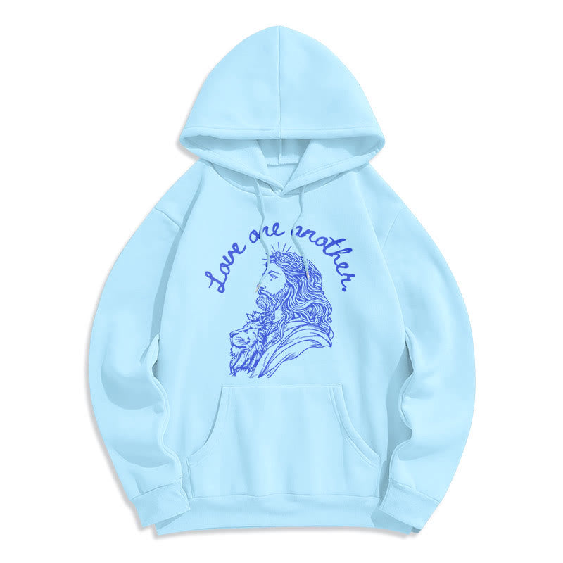 Classic Style Love One Another Jesus Fleece Lined Polyester Hoodie