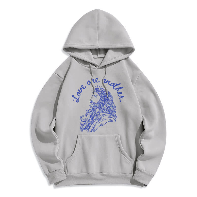 Classic Style Love One Another Jesus Fleece Lined Polyester Hoodie