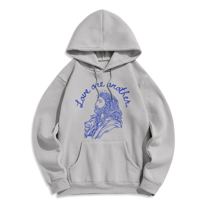 Classic Style Love One Another Jesus Fleece Lined Polyester Hoodie