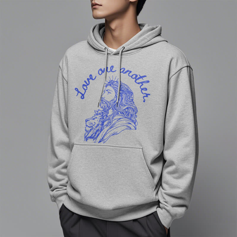 Classic Style Love One Another Jesus Fleece Lined Polyester Hoodie