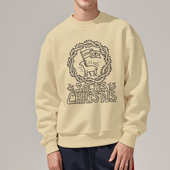 Modern Style Solus Christus Lamb Fleece Lined Polyester Sweatshirt