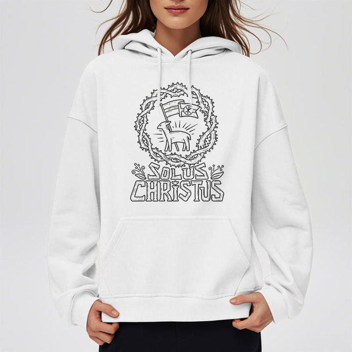 Modern Style Solus Christus Lamb Fleece Lined Polyester Hoodie