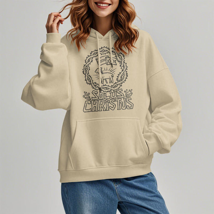 Modern Style Solus Christus Lamb Fleece Lined Polyester Hoodie