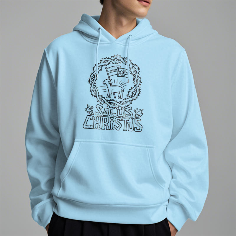 Modern Style Solus Christus Lamb Fleece Lined Polyester Hoodie