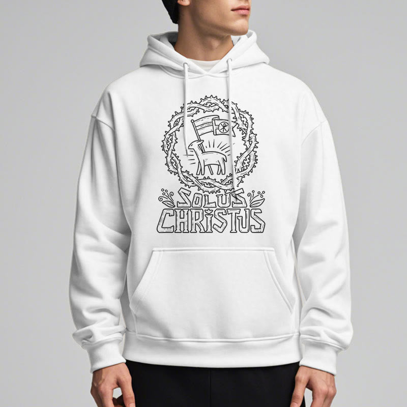 Modern Style Solus Christus Lamb Fleece Lined Polyester Hoodie