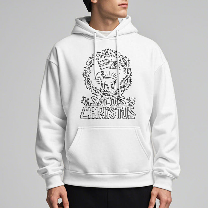 Modern Style Solus Christus Lamb Fleece Lined Polyester Hoodie