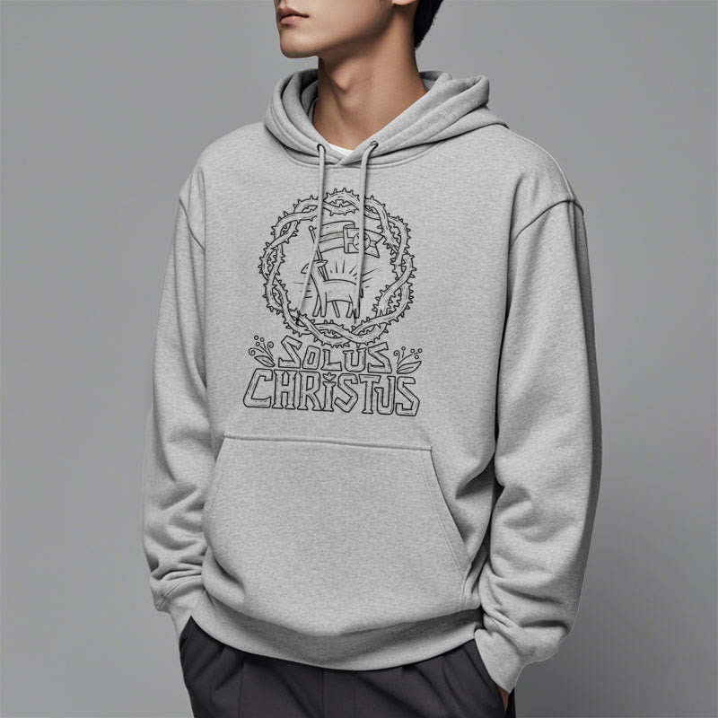 Modern Style Solus Christus Lamb Fleece Lined Polyester Hoodie