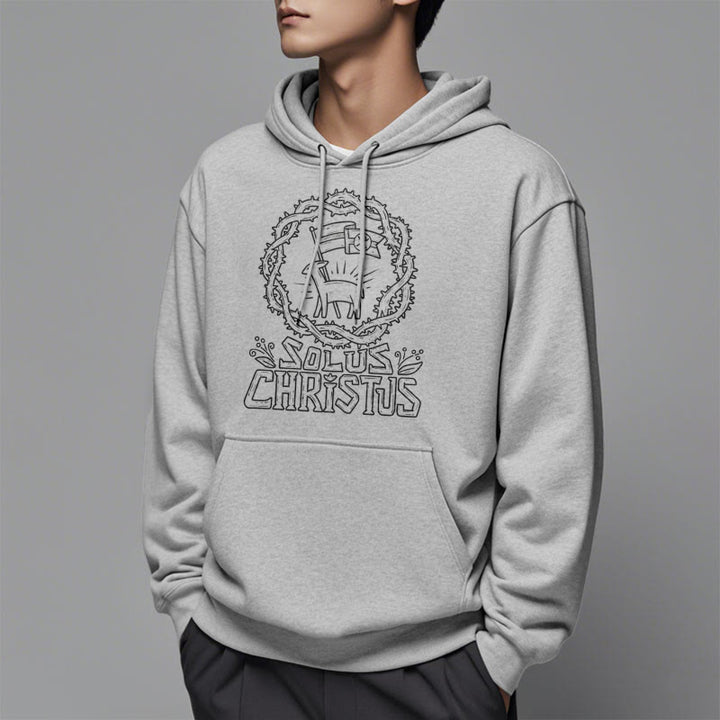 Modern Style Solus Christus Lamb Fleece Lined Polyester Hoodie
