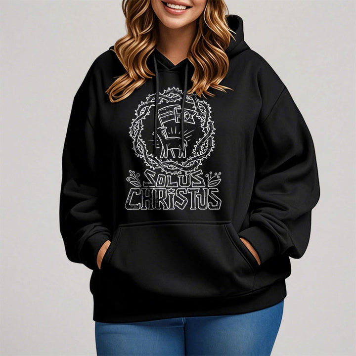 Modern Style Solus Christus Lamb Fleece Lined Polyester Hoodie