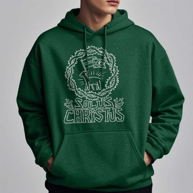 Modern Style Solus Christus Lamb Fleece Lined Polyester Hoodie