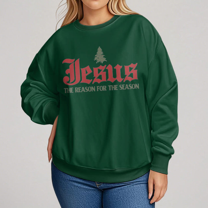 Quotation Style Jesus The Reason for the Season Fleece Lined Polyester Sweatshirt