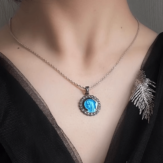 Christianartworkshop Virgin Mary&Archangel Michael Antique Silver Enamel Praying Medallion - A Charm of Devotion and Elegance - image 2