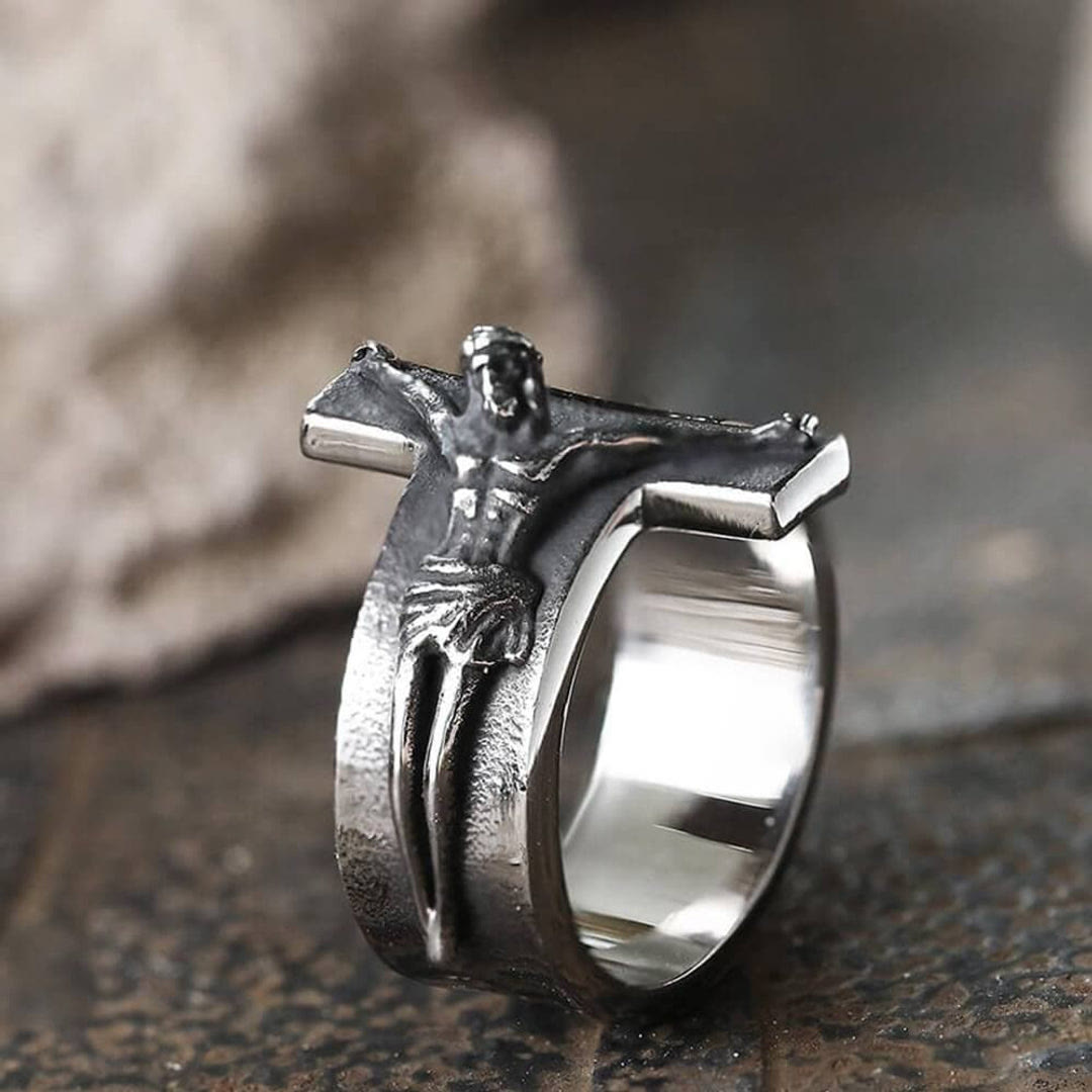 Christianartworkshop Cross Faith Ring: The Totem of Faith Cast by the Image of Jesus