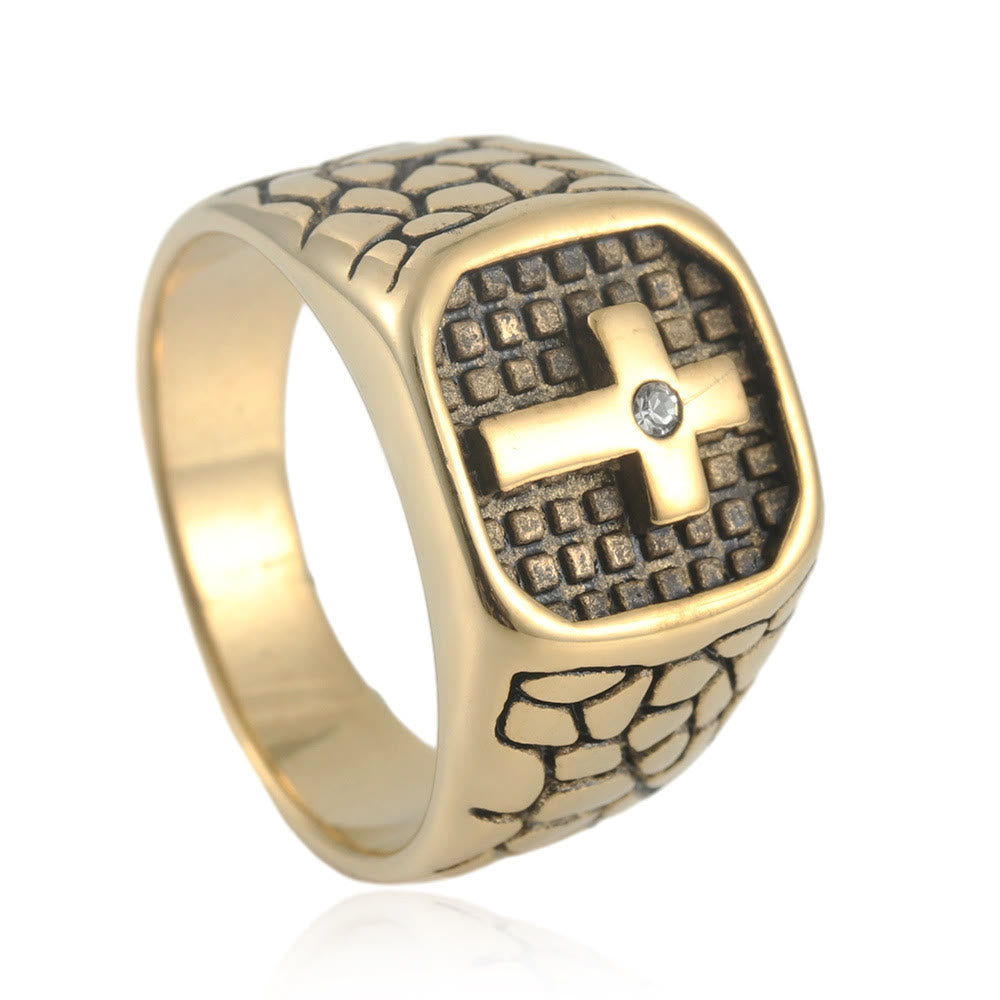 Christianartworkshop The Modern & Minimalist Cross Ring: Understated Elegance Meets Timeless Symbolism - Gold - US13 - image 2