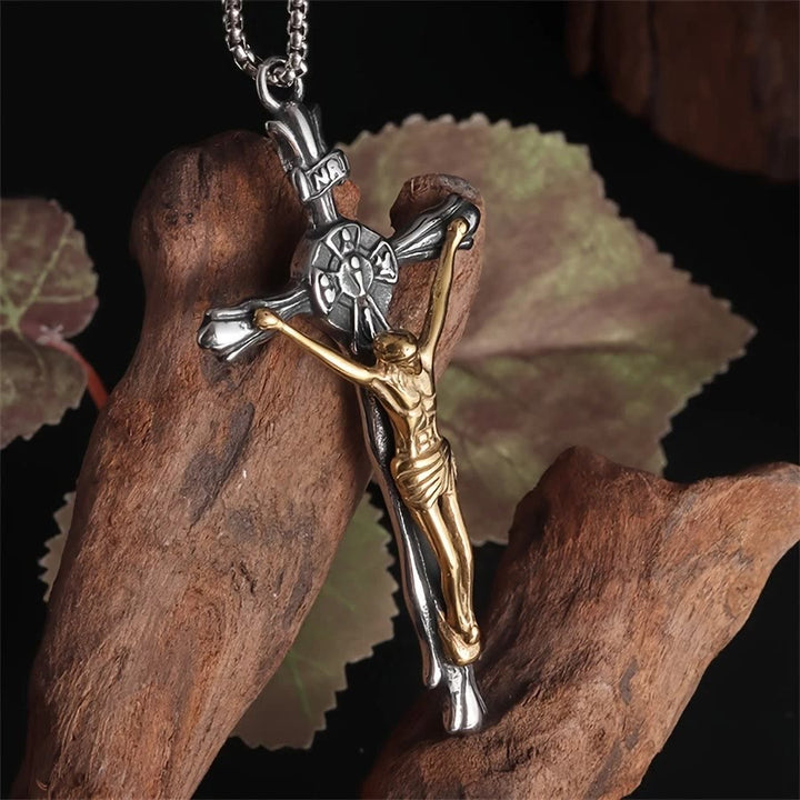 Christianartworkshop Two-tone Steel Crafted Crucifix Necklace - The Divine Sacrifice - image 1