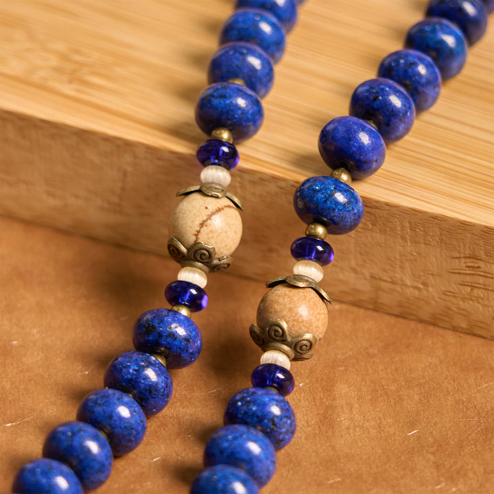 Christianartworkshop Handmade St. Therese of Lisieux Medal & Crucifix 8*10mm Oblate Lapis Lazuli & Map Stone Rosary - image 6