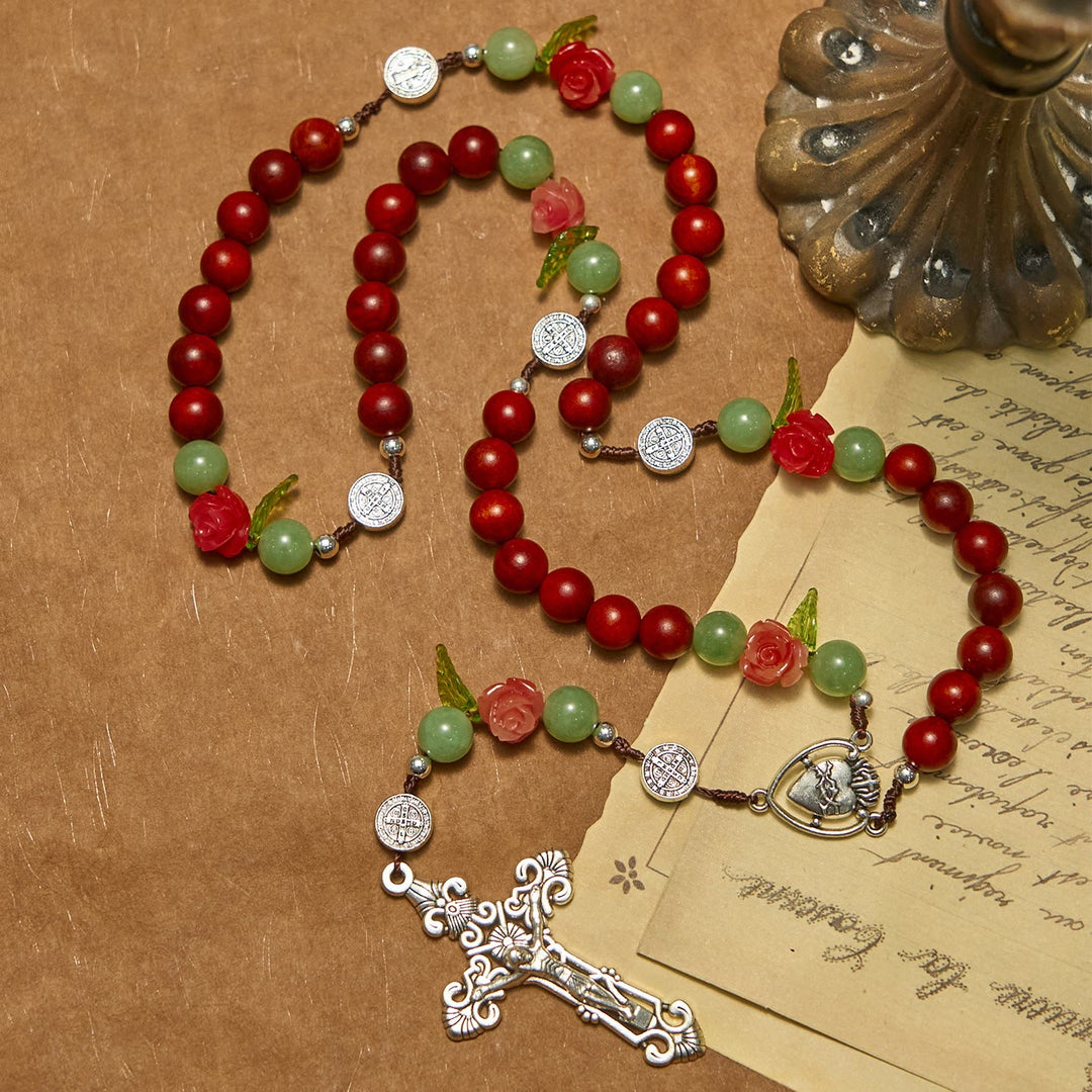 Christianartworkshop Handmade Rosary with Blood Dragon Wood Beads and Crucifix – A Symbol of Spiritual Bond and Devotion