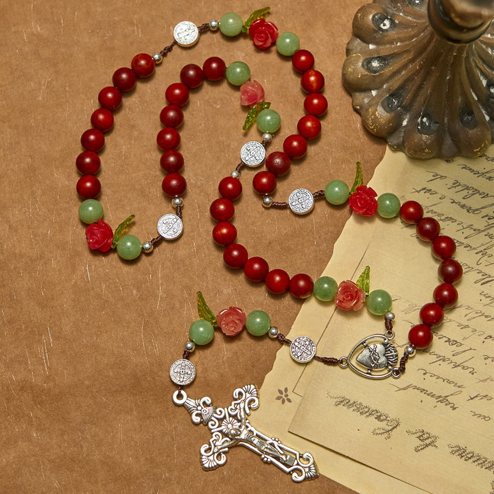 Christianartworkshop Handmade Rosary with Blood Dragon Wood Beads and Crucifix – A Symbol of Spiritual Bond and Devotion