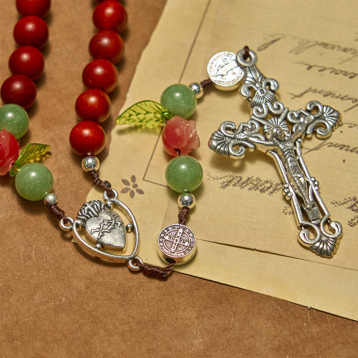 Christianartworkshop Handmade Rosary with Blood Dragon Wood Beads and Crucifix – A Symbol of Spiritual Bond and Devotion