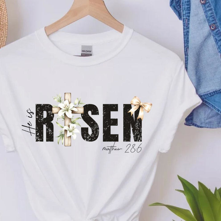 Christianartworkshop "He is RISEN" Short Sleeve T-shirt