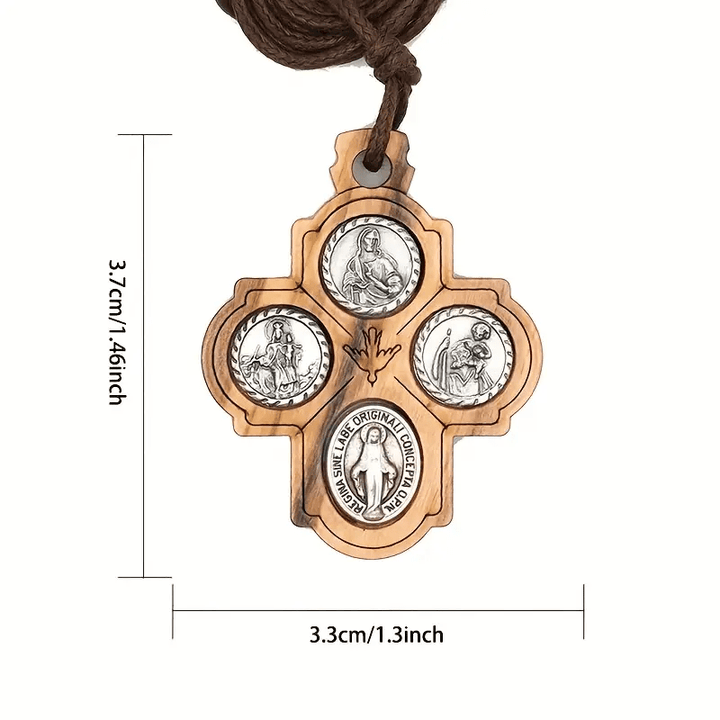 Christianartworkshop Classic Olive Wood Four Way Cross Necklace: A Rare and Sacred Token of Faith - image 5