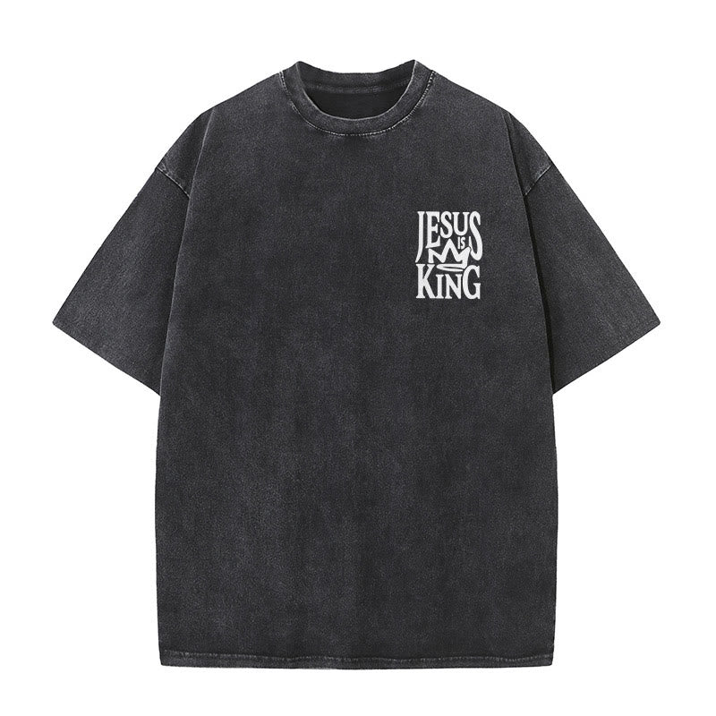 Christianartworkshop Jesus is King Statement Unisex Washed T-Shirt - image 8
