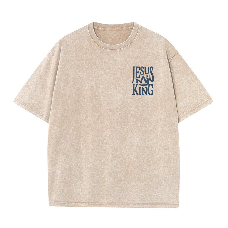 Christianartworkshop Jesus is King Statement Unisex Washed T-Shirt - image 4