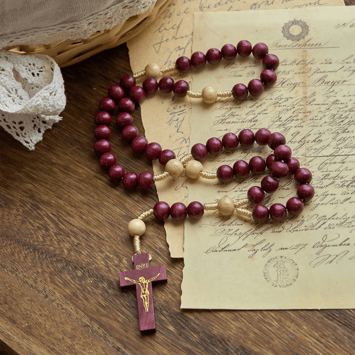 Christianartworkshop 10mm Wine Wooden Beads Traditional Rosary: A Timeless Spiritual Companion - image 3