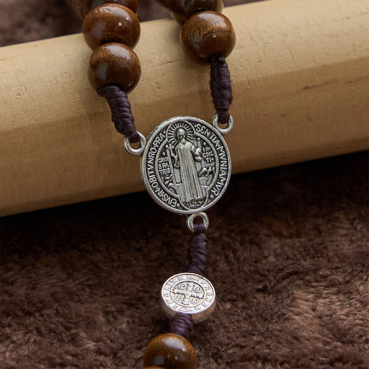 Christianartworkshop St. Benedict Medal Church Forgiveness Absolution Wooden Necklace Rosary Gift - image 4